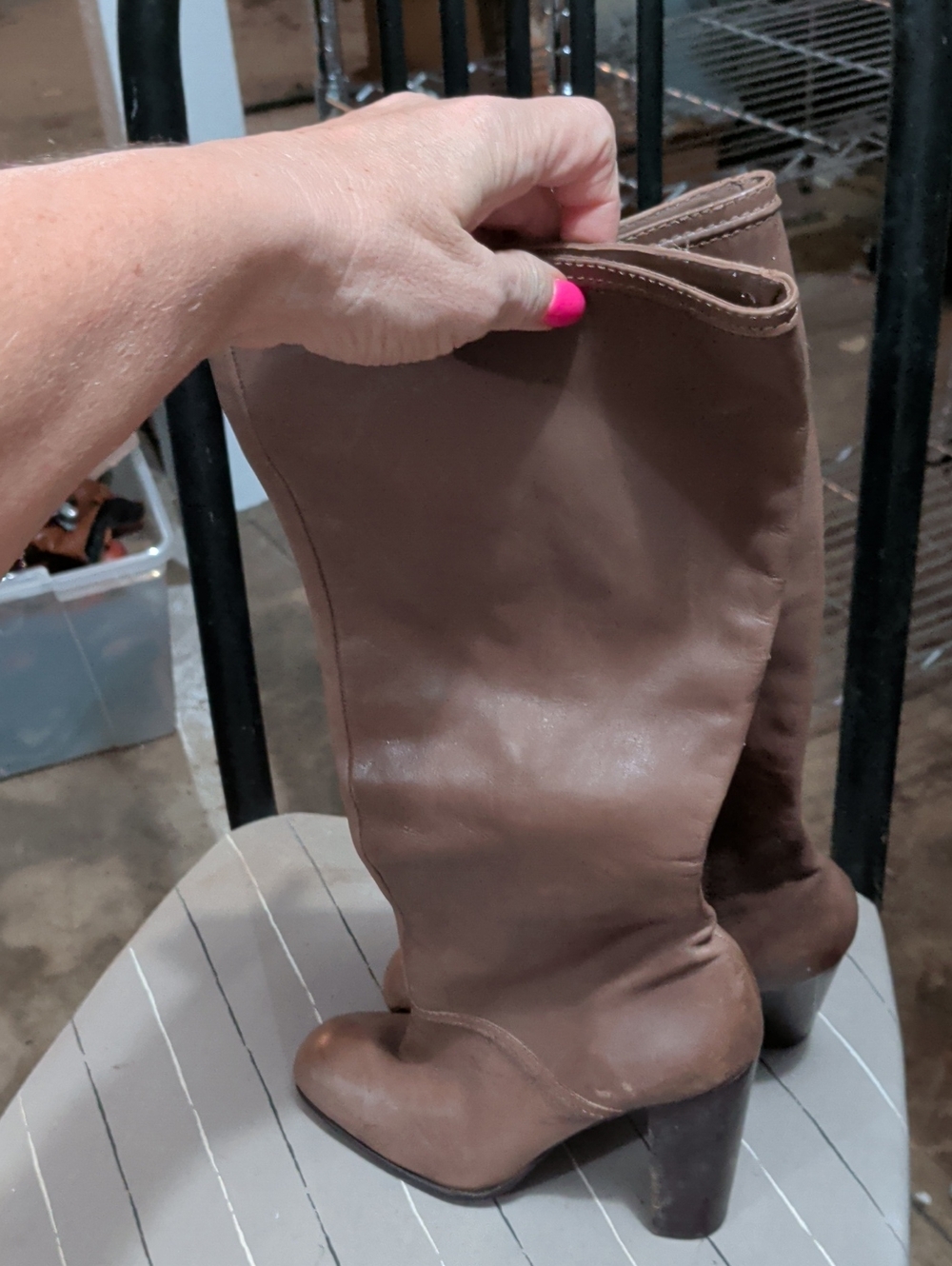 Classic Women's Knee-High Block Heel Boots — Brown
